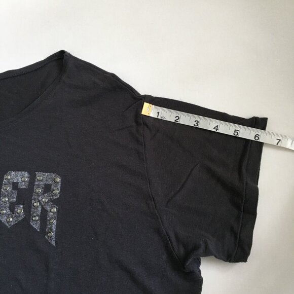 Zara Studded Cropped T Shirt Womens L Round Neck ROCKER Studded Embellishment - Picture 12 of 14